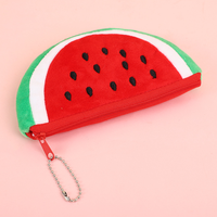Groothandel Schattige Watermeloen Fruit Creditcard Portemonnee Creatieve Pluche Muntportemonnee Kinderen Mini Oordopjes Portemonnee Kleine Sleutelhanger Lippenstift Portemonnee