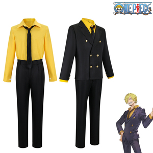 ชุดคอสเพลย์ซันจิจากอนิเมะวันพีซ ชุดสูทสีดำสำหรับฮาโลวีน พร้อมวิกผม - Product Image 3