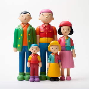 Custom Anime PVC Family Action Figure 2.5 Inch Vinyl Collectible Family <strong>Toy</strong> Set 3D Injection Molded Character Model <strong>Prototype</strong> - Product Image 1