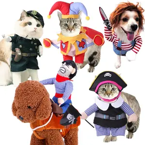 有趣的猫衣服牛男孩警察圣诞万圣节狗服装宠物服装角色扮演服装小狗猫派对服装