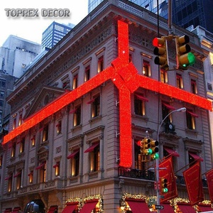 Đồ trang trí mái nhà Trung tâm thương mại Toprex, quà tặng phát sáng, ruy băng trang trí Giáng sinh khổng lồ, nơ trang trí tòa nhà, đèn <span class=keywords><strong>LED</strong></span> hình họa tiết - Product Image 3