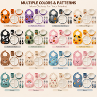 Ensemble d'alimentation pour bébé en silicone personnalisé OEM avec plusieurs motifs et couleurs pour la vente en gros