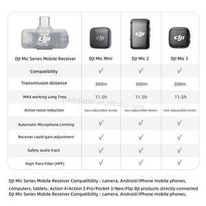 Receptor Móvil <span class=keywords><strong>DJI</strong></span> Mic Series, 10 Horas de Funcionamiento, Micrófono Inalámbrico, Transmisión de Audio, Grabación, Receptor Móvil <span class=keywords><strong>DJI</strong></span> <span class=keywords><strong>Mini</strong></span> - Product Image 6