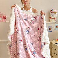 Nouvelle couverture multifonctionnelle portable de voyage en fibre de polyester tissée double face, imprimée, épaisse et chaude