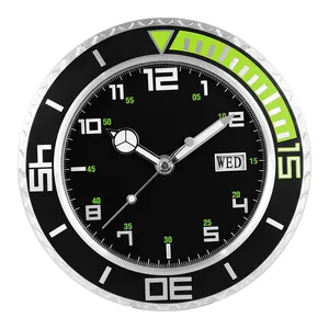 Reloj de pulsera redondo y moderno de Metal, de lujo, de pared, silencioso, personalizado, con números 3D, negro, luminoso, con diamantes grandes
