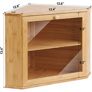 Caja de Pan de Bambú de Doble Capa con Puerta de Vidrio, Mueble de Almacenamiento para Esquina de Cocina - Product Image 4
