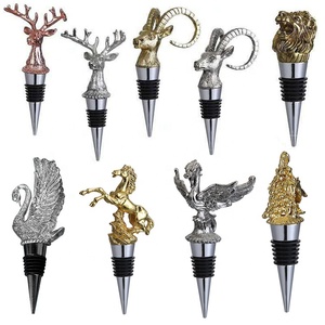 Zinklegierung Hirsch-Löwen-Metall-Flaschenverschluss, individueller Weinflaschenverschluss, tierförmige Weinverschlüsse mit Zinnsteinen - Product Image 1