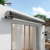 Auvent rétractable de luxe pour jardin extérieur Hooeasy, cassette complète, patio, balcon, ombrage, cadre en aluminium motorisé, bras pliants