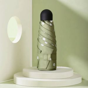 Parapluie de poche mini ultra-léger tendance UPF 50+ à 5 plis et 6 baleines avec revêtement vinyle, style frais, pour femme, soleil, pluie, voyage, usage quotidien, cadeau - Product Image 2