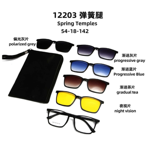 最新时尚男女通用TR夹式太阳镜，带5个极性镜片，方便蓝色和黑色镜框，镜片上有定制标志 - Product Image 4