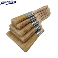 Pinceau plat industriel de 2 pouces, réplique de poils de porc, pour peinture à base d'eau, manche en bois, professionnel, pour le travail du bois, vernissage, bricolage