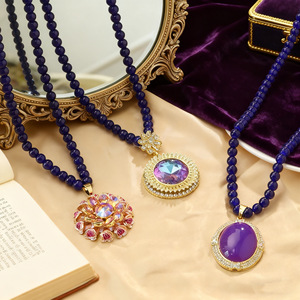 Guohaoshipin Chinese Style Violet Necklace Long Sweater Chain Animal Pendant Gift Jewelry Zinc Alloy Bezel Setting - Product Image 3