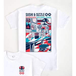 T-shirt Sushi & Sizzle Osaka Dojimahama Kita Ward Japan Design unisex bianco - Product Image 1