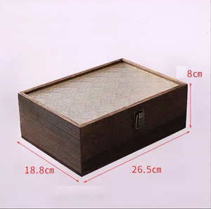 Bamboo Rectangle <strong>Decorative</strong> <strong>Storage</strong> <strong>Box</strong> with Carved Glass Lid Foldable <strong>Storage</strong> Container - Product Image 5