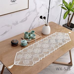 European Style Hollow Lace Table Runner 33X114cm White Washable Home Decoration - Product Image 3