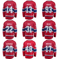 Vente en gros de maillots de hockey sur glace en coton/bambou anti-UV, brodés, des Canadiens de Montréal