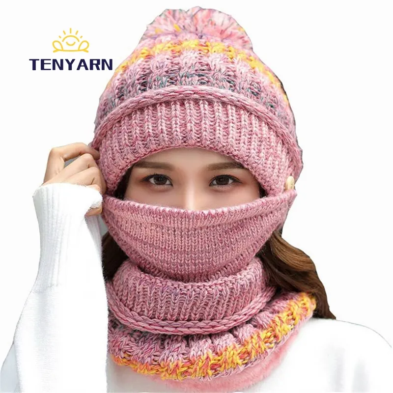 Tenyarn 2023 femmes tricoté hiver chapeaux Jacquard tricoté écharpe chapeau et ensembles Chine vente en gros