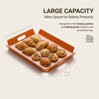 Plateaux de boulangerie en ABS durables en gros, plateaux rectangulaires en plastique pour servir le pain avec poignées, pour la présentation alimentaire commerciale et la restauration