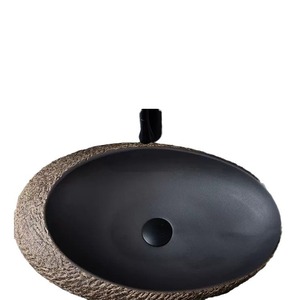 Nouveau lavabo ovale en céramique de style chinois rétro à poser sur comptoir pour salle de bain et balcon, usage domestique - Product Image 4