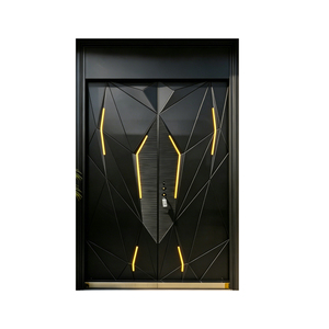 Porte d'entrée de <span class=keywords><strong>sécurité</strong></span> moderne en aluminium moulé noir, finition étanche, géométrique, anti-effraction, pour villa, portail extérieur - Product Image 5