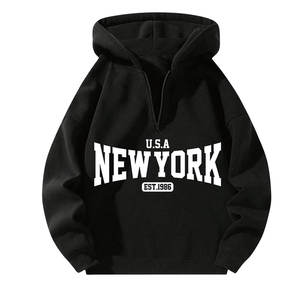 Men's Solid Color Pullover <b>Hoodies</b> Breathable Warm Winter Wear Made of Polyester/Cotton Material - Product Image 1