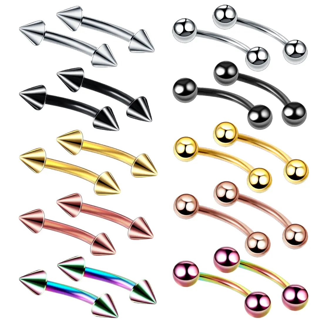 Trendy Wholesale Medical Stainless Steel Cone Nose Lip Eyebrow Body Piercing Colorful Jewelry Ear Stud