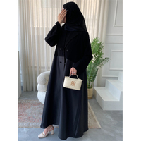 Abaya deux fer noire avec boutons décoratifs Abaya ouverte Abaya femme musulmane