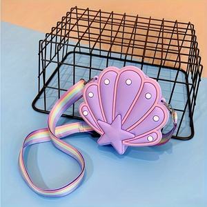 Sac en silicone SILIKOLOVE, motif coquillage mignon de dessin animé, sac à bandoulière, porte-monnaie, sac décoratif tendance pour cadeau d'Halloween ou de Noël - Product Image 1