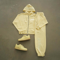 Ensemble de survêtement personnalisé OEM pour femmes et hommes : sweat à capuche zippé et pantalon de survêtement vierges
