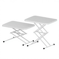 Table d'appoint pliante réglable LuckyOCT blanche avec plateau en nid d'abeille et structure métallique pour salon et chambre