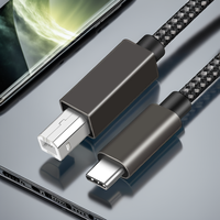 Câble tressé Type-C vers Type-B mâle avec gaine en nylon imprimée pour téléphone portable, tablette, ordinateur portable, ordinateur, imprimante HP, Epson, Canon