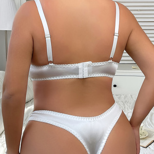 Completo Intimo Estivo Ultra Sottile per Taglie Forti con Sostegno Push-Up e Pizzo <span class=keywords><strong>Francese</strong></span>, <span class=keywords><strong>Lingerie</strong></span> in Poliestere a Tinta Unita - Product Image 5
