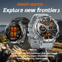 Montre connectée sport pour homme AK118, ronde, 1,7 pouces, moniteur de santé, appels Bluetooth, 1400 mAh, tracker d'activité, étanche IP68, pour extérieur