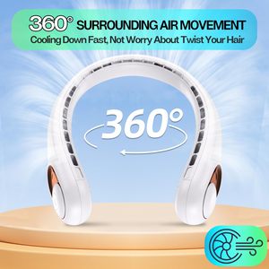 New Design Foldable LED Digital Display Outdoor Rechargeable Air Cooling Portable Bladeless Neck Fan with <b>Three</b> Speed - Product Image 3