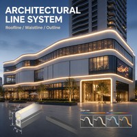 Éclairage de façade d'escalier extérieur flexible en silicone à haut lumen 65-75lm/W, CRI≥80, bande lumineuse architecturale de contour