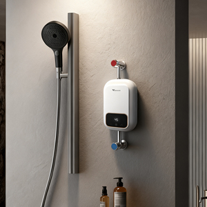 Calentador de Agua <span class=keywords><strong>El</strong></span>éctrico Instantáneo sin Tanque 220V 5500W, Géiser Portátil de Plástico con LED, Listo para Garaje - Product Image 3