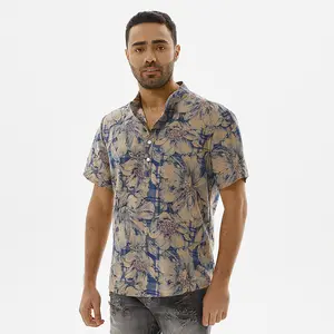 휴가 통기성 디자인 유행 사용자 정의 남자 착용 면 레저 비치 스타일 하와이안 셔츠
