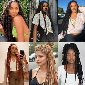 Extensions de cheveux synthétiques en fibre haute température, tresses torsadées au crochet, <span class=keywords><strong>dreadlocks</strong></span> afro crépues, style Marley, très demandées - Product Image 3