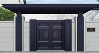 Portes en aluminium de style européen Porte de villa en aluminium Portes de jardin électriques Conception de gril Porte coulissante de cour en aluminium pour la maison