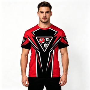 Nouveau T-shirt de billard <span class=keywords><strong>S</strong></span>.Q.F rouge et noir, design vierge, 100 % coton, coupe régulière, pour les fans de sport - Product Image 6