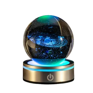 礼品热销3D雕刻夜光水晶球礼品装饰七色渐变夜灯条形灯现代灯具设计