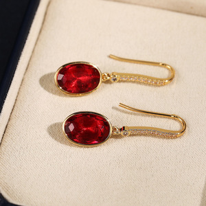 Orecchini Pendenti Ovali Rossi Minimalisti per Donne, Gioielli per Orecchie Ispirati al Vintage e Versatili - Product Image 2