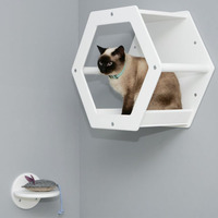 Hamac mural pour chat, motif jungle, écologique, à fixation murale, avec plateau en bois massif, amovible et lavable – Nouveauté très demandée