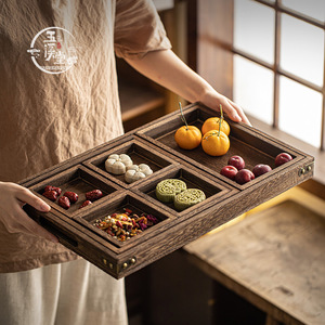 Chinese Style Wooden <b>Tray</b> Set 7 Pieces Serving <b>Tea</b> Coffee Fruit Pastry Dried Fruit Storage <b>Trays</b> - Product Image 2