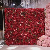 Dinding Bunga Buatan Gradasi Merah Muda Putih Mawar, Dinding Bunga Mawar Gradasi Merah, Dinding Bunga Hydrangea, Kartu Punch Merah