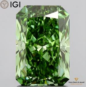 Diamant de laboratoire CVD, couleur vert vif fantaisie, clarté VS1, 2,00 carats, forme radiant, avec certificat IGI pour bijoux de prestige - Product Image 1