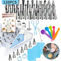 Ensemble de 120 douilles de décoration de gâteaux, cuillères doseuses et kit de pâtisserie pour la décoration de biscuits et crèmes, avec boîte de rangement colorée – Vente directe usine