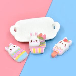 Cabujón de resina de base plana con diseño de conejo lindo y postre de helado, estilo comida de dibujos animados, para manualidades, álbumes de recortes, decoraciones y accesorios para fundas de teléfono DIY - Product Image 6