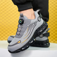 ZG 918 Chaussures de Sécurité Industrielles Respirantes Anti-Écrasement à Bout Acier pour Hommes, Baskets de Travail à Bouton Automatique