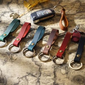 Cowhide <b>Key</b> Chain <b>Ring</b> for Men and Women Vintage Genuine Leather Car Keychain Car Keychain Pendant <b>Key</b> <b>Rings</b> Holder - Product Image 1